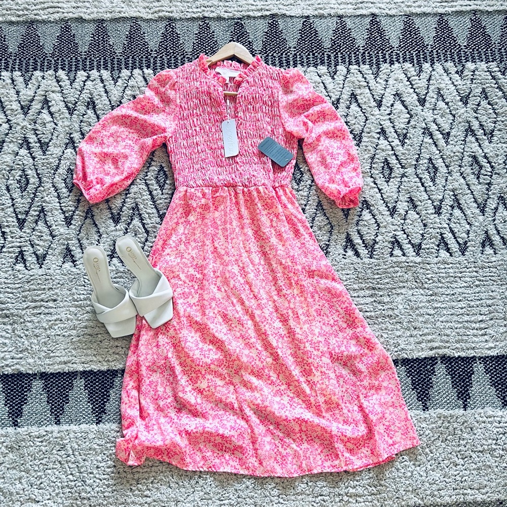 SUPERFOXX Pink Floral Midi Dress